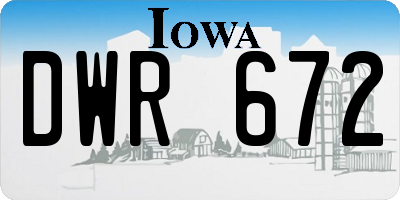 IA license plate DWR672