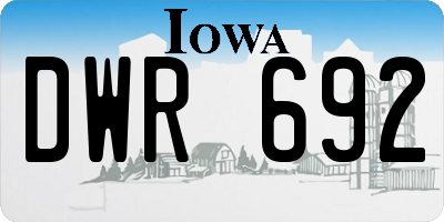 IA license plate DWR692