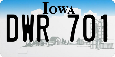 IA license plate DWR701