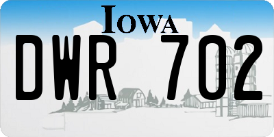 IA license plate DWR702