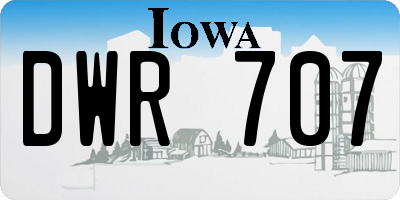 IA license plate DWR707