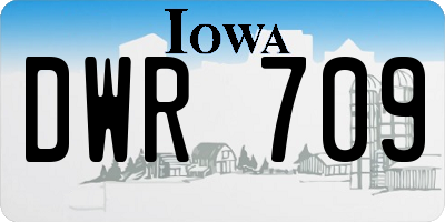 IA license plate DWR709