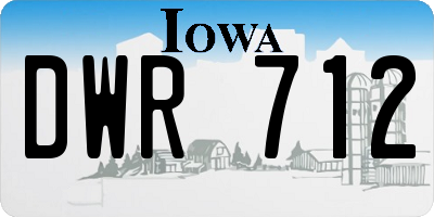 IA license plate DWR712