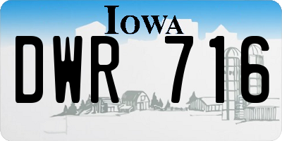 IA license plate DWR716