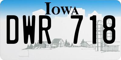 IA license plate DWR718