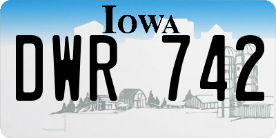 IA license plate DWR742
