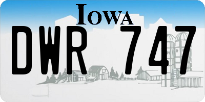 IA license plate DWR747