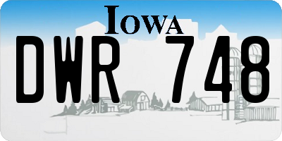 IA license plate DWR748