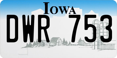 IA license plate DWR753
