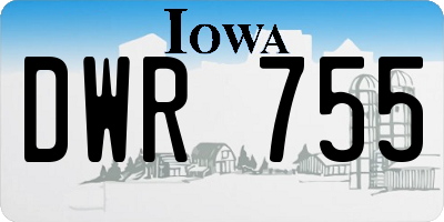IA license plate DWR755