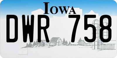 IA license plate DWR758