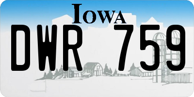 IA license plate DWR759