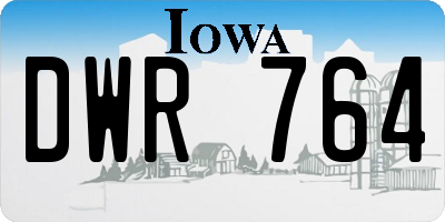 IA license plate DWR764