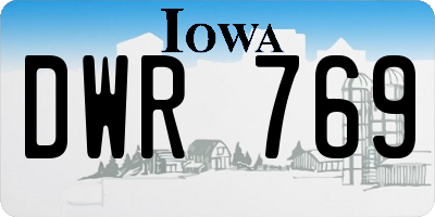 IA license plate DWR769