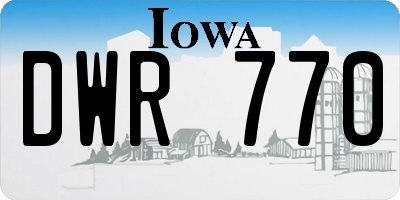 IA license plate DWR770