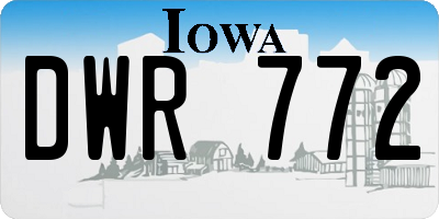 IA license plate DWR772