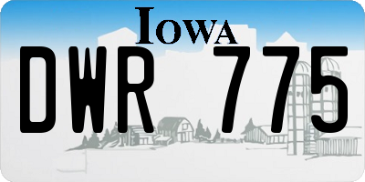 IA license plate DWR775