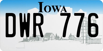 IA license plate DWR776