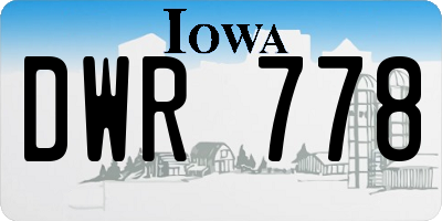 IA license plate DWR778