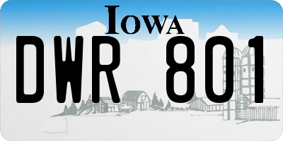 IA license plate DWR801