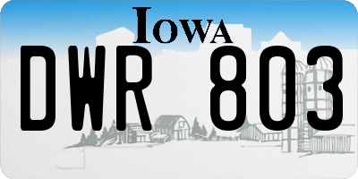 IA license plate DWR803