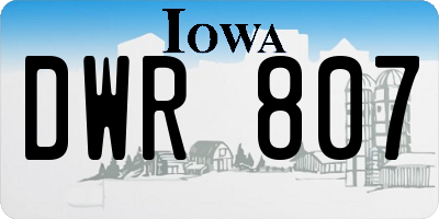 IA license plate DWR807