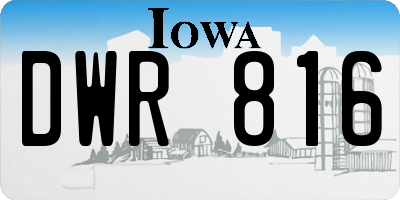 IA license plate DWR816
