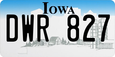 IA license plate DWR827