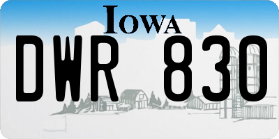 IA license plate DWR830