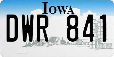 IA license plate DWR841