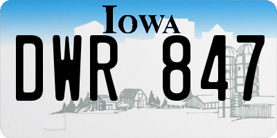 IA license plate DWR847