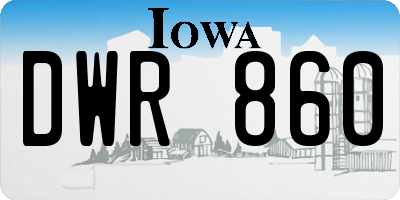 IA license plate DWR860