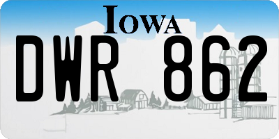 IA license plate DWR862