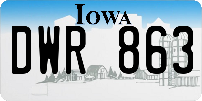 IA license plate DWR863