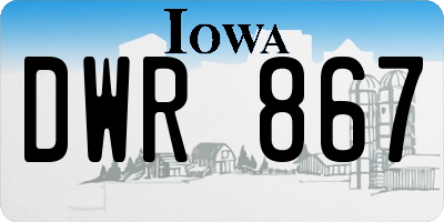 IA license plate DWR867