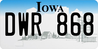 IA license plate DWR868