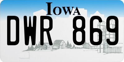 IA license plate DWR869