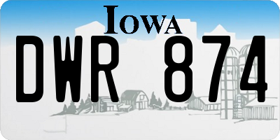 IA license plate DWR874