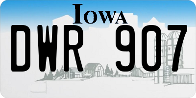 IA license plate DWR907