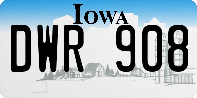IA license plate DWR908