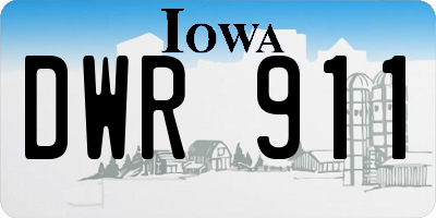 IA license plate DWR911