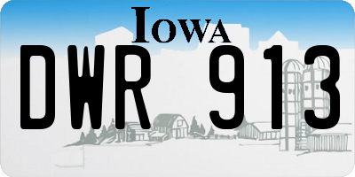 IA license plate DWR913