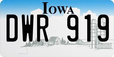 IA license plate DWR919