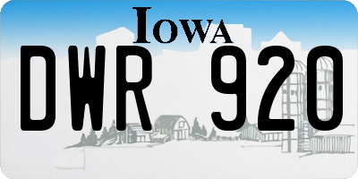 IA license plate DWR920