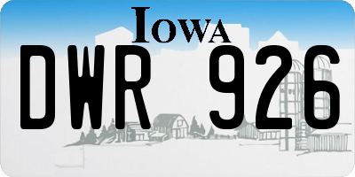 IA license plate DWR926