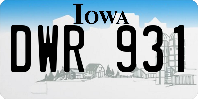 IA license plate DWR931
