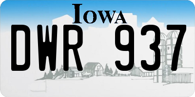 IA license plate DWR937