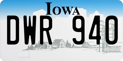IA license plate DWR940