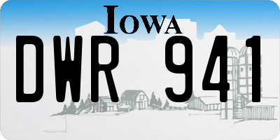 IA license plate DWR941