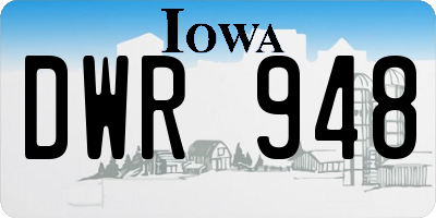 IA license plate DWR948